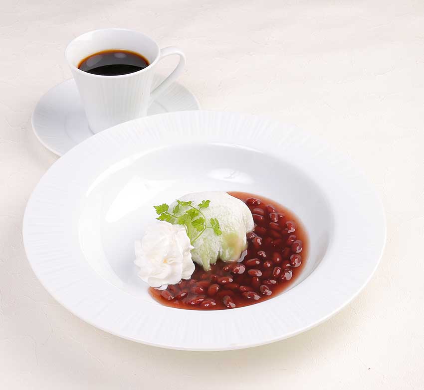 抹茶アイスのぜんざいアフォガード